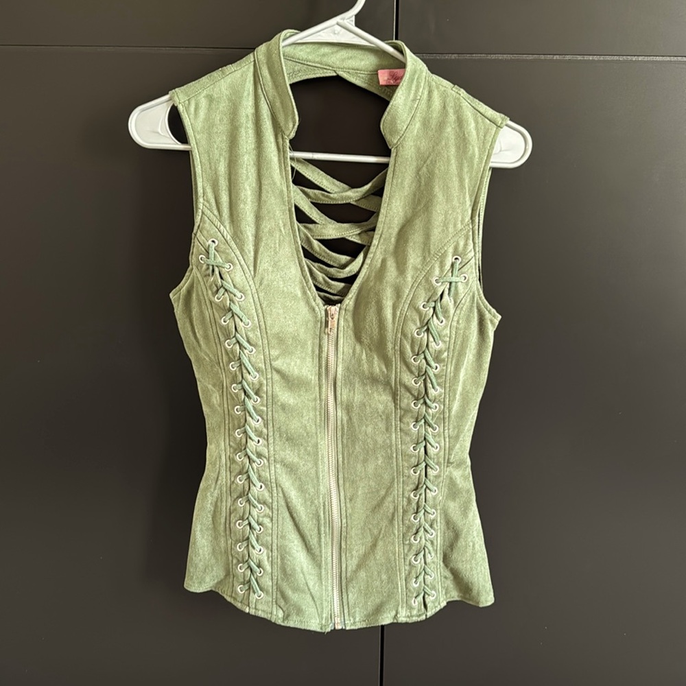 Faux suede top